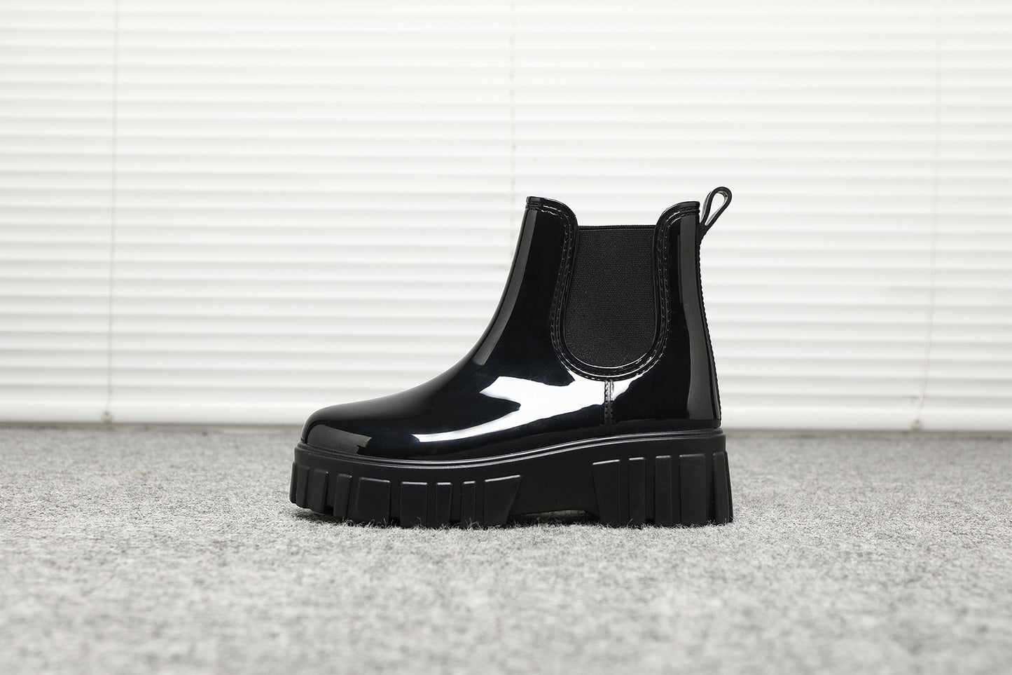 Women's Wellies Boots - Fashion Ankle boots for ladies- Chelsea Booties - Waterproof Rain Boots Wellingtons Boota SHINY COLOR BG-592